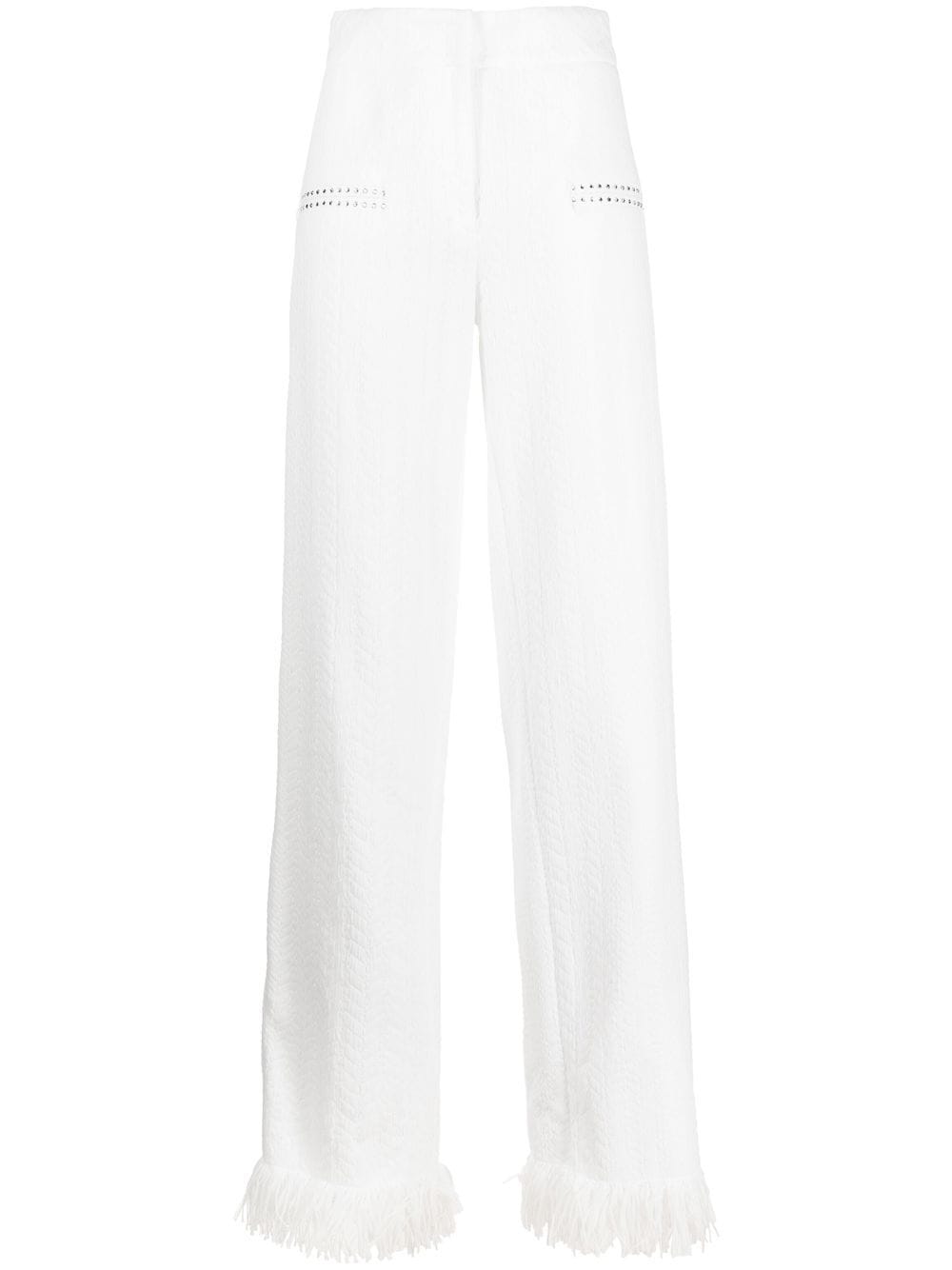 Genny rhinestone-embellished wide leg trousers - White von Genny