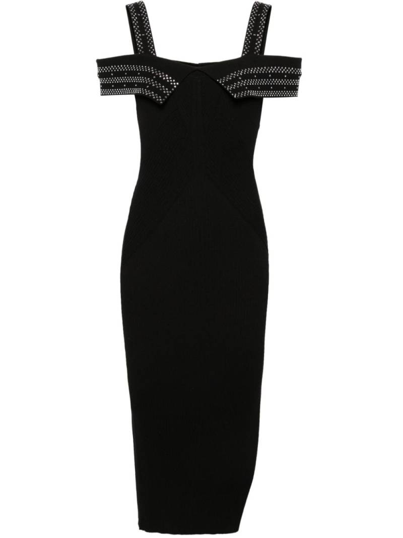 Genny rhinestoned cold-shoulder midi dress - Black von Genny