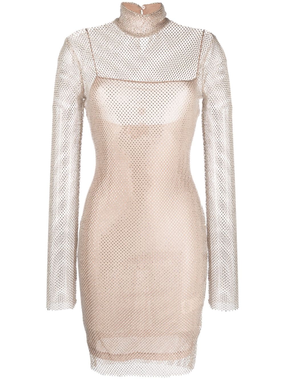 Genny rhinestoned high-neck dress - Neutrals von Genny