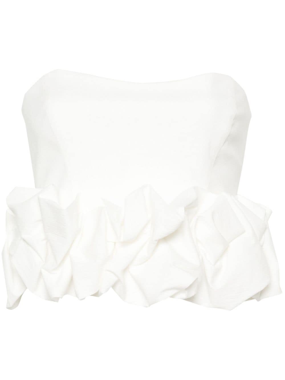 Genny ruched-appliqué strapless blouse - White von Genny