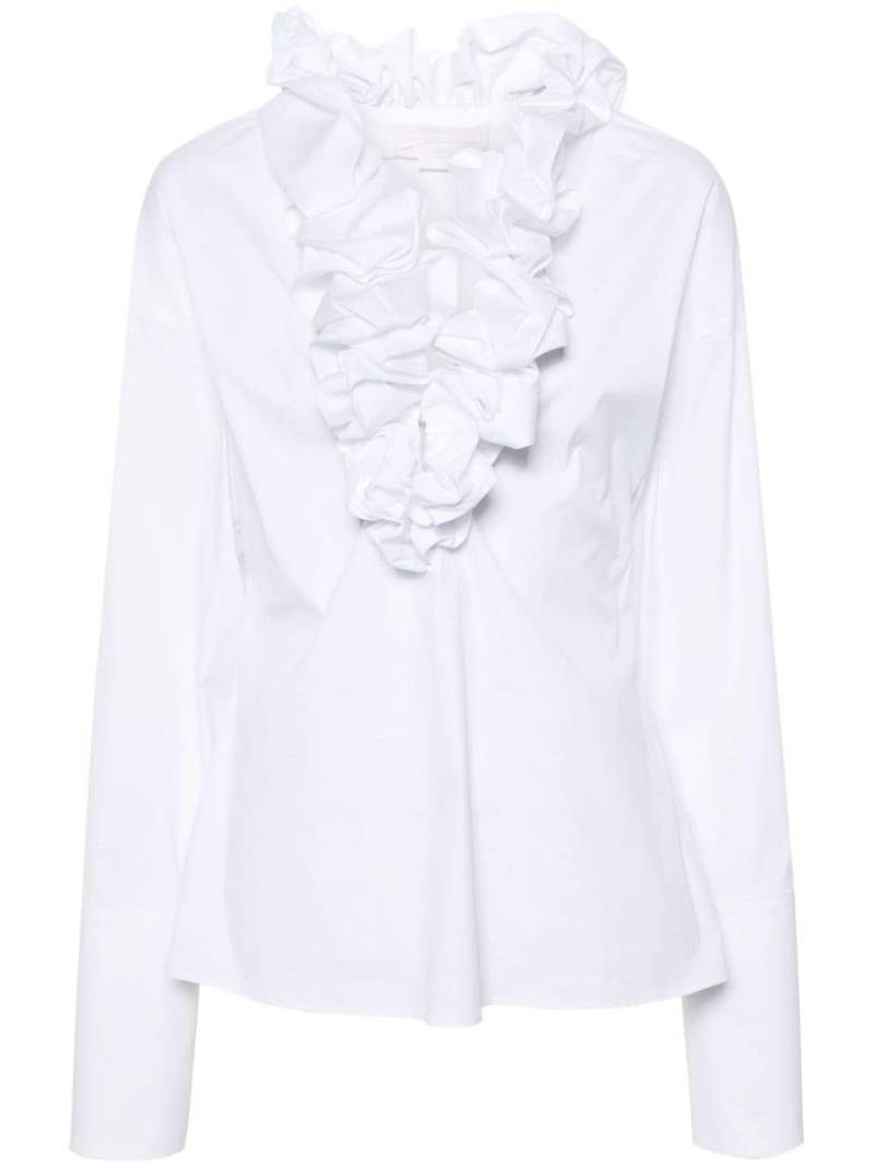 Genny ruffle-trim poplin blouse - White von Genny
