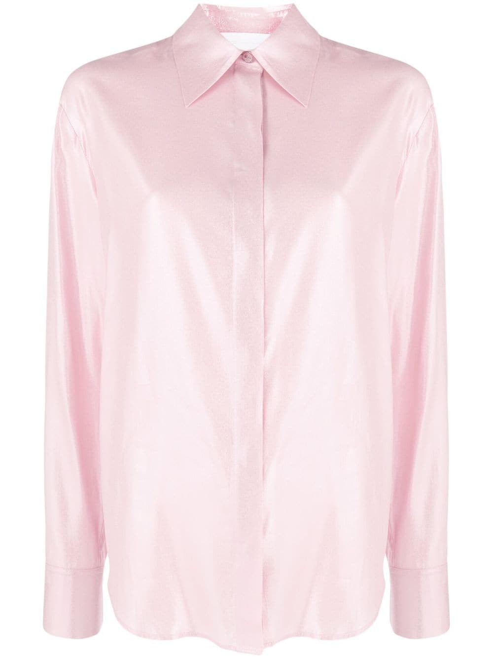 Genny satin finish silk-blend shirt - Pink von Genny