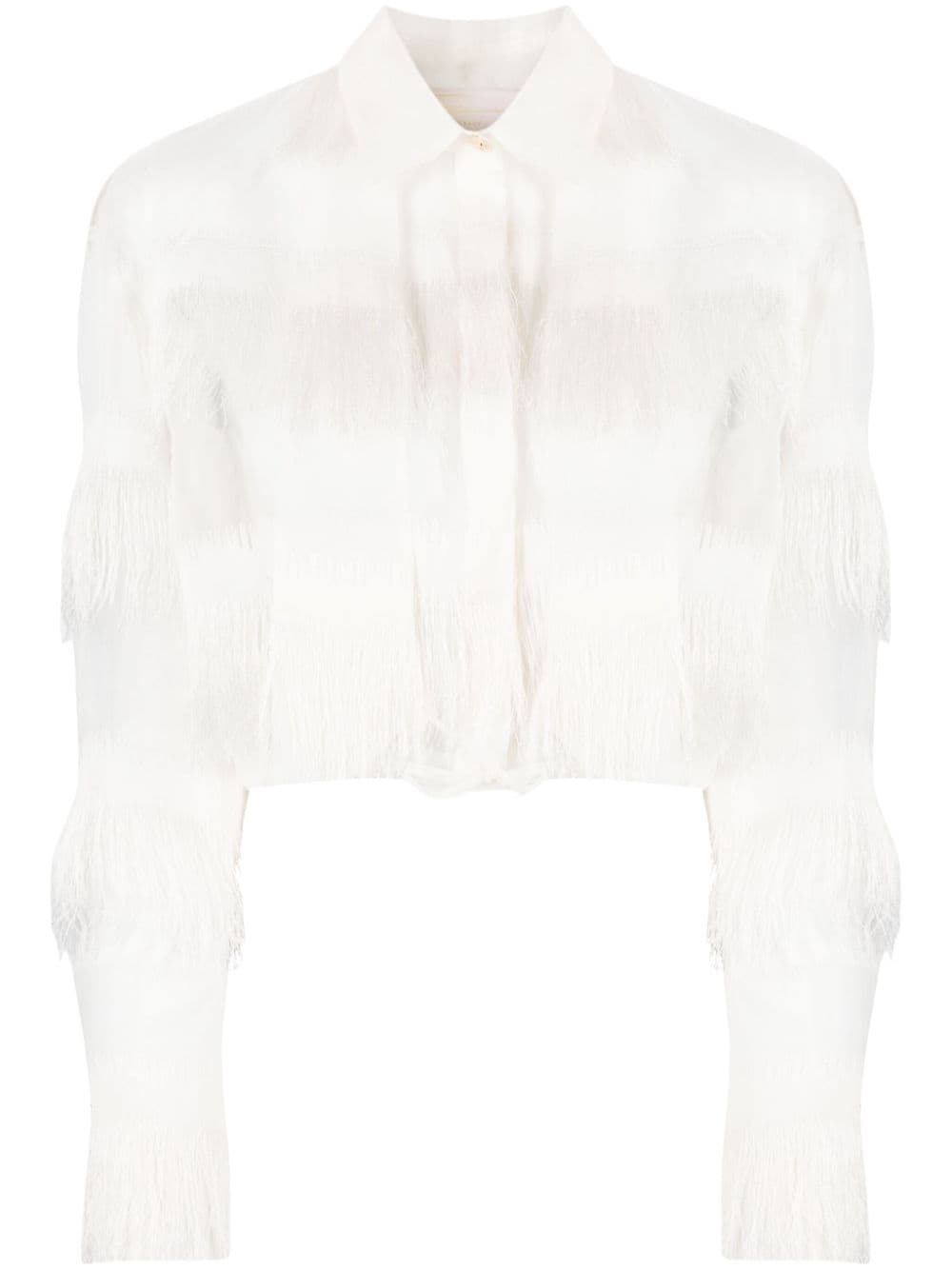 Genny semi-sheer fringed shirt - White von Genny