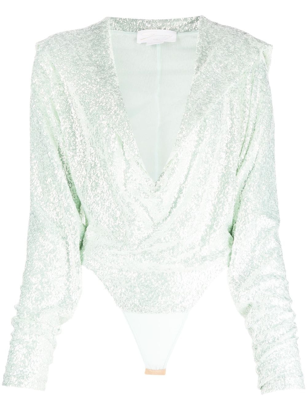 Genny sequin-embellished long-sleeve bodysuit - Green von Genny