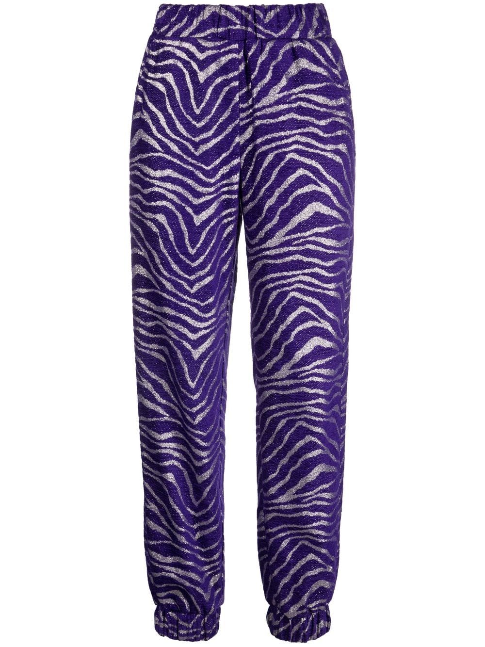 Genny zebra jacquard slim-cut trousers - Purple von Genny