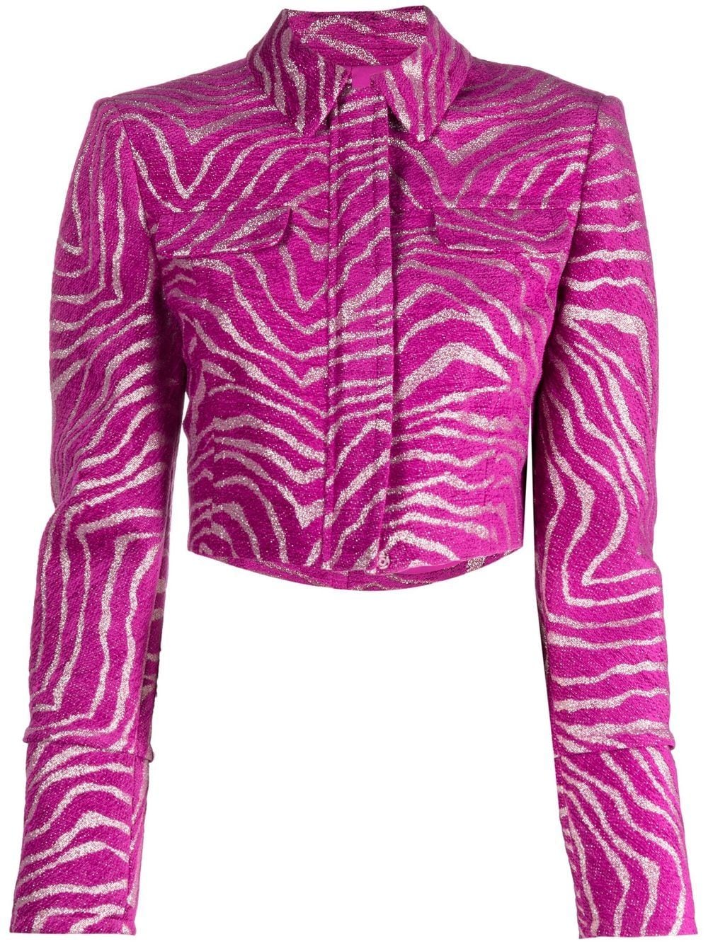 Genny zebra-print cropped jacket - Pink von Genny