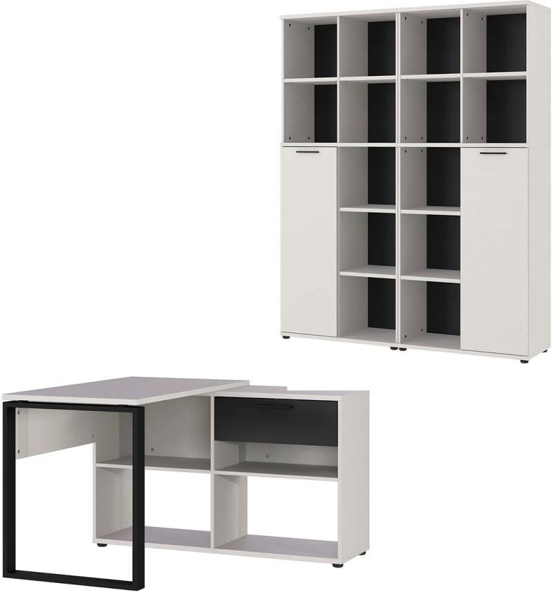 GERMANIA Büromöbel-Set »Fenton«, (3 tlg.), inkl. Schreibtisch mit integriertem Sideboard und zwei Aktenschränken von Germania