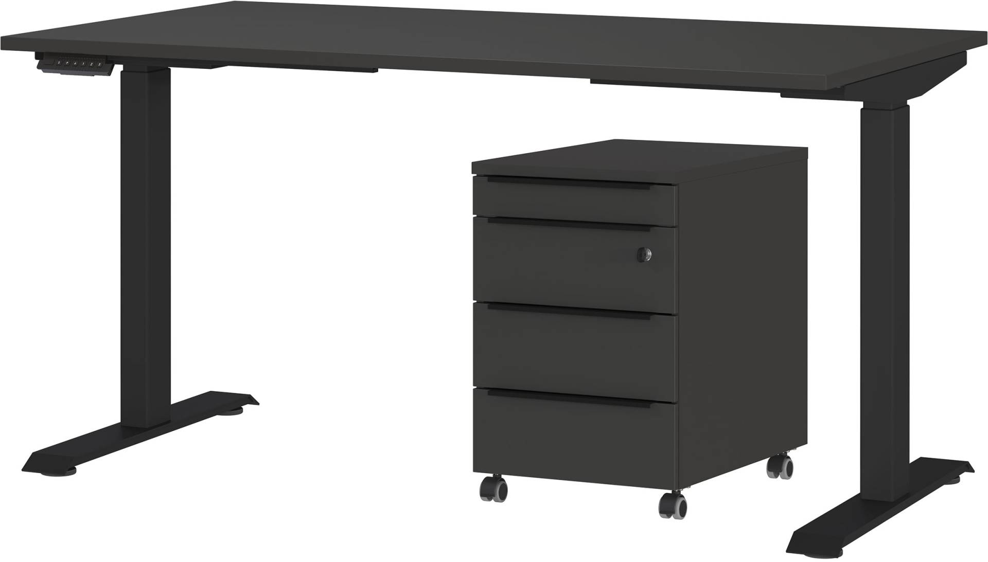 GERMANIA Büromöbel-Set »Mailand, inkl. Schreibtisch (elektr. höhenverstellbar) & Rollcontainer«, (2 tlg.), Breitenvariante wählbar (140-180 cm), Made in Germany von Germania