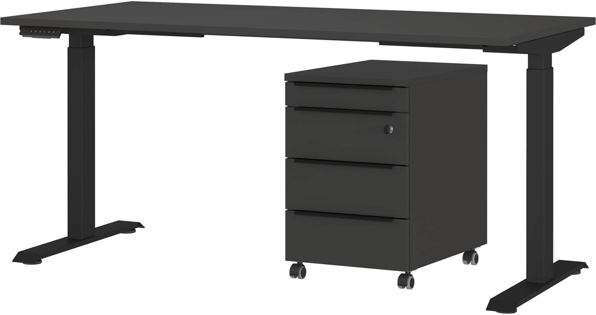 GERMANIA Büromöbel-Set »Mailand, inkl. Schreibtisch (elektr. höhenverstellbar) & Rollcontainer«, (2 tlg.), Breitenvariante wählbar (140-180 cm), Made in Germany von Germania
