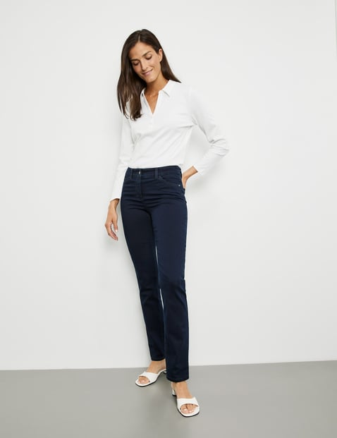 GERRY WEBER Damen 5-Pocket Jeans Best4me Slimfit Kurzgröße Baumwolle Blau von Gerry Weber