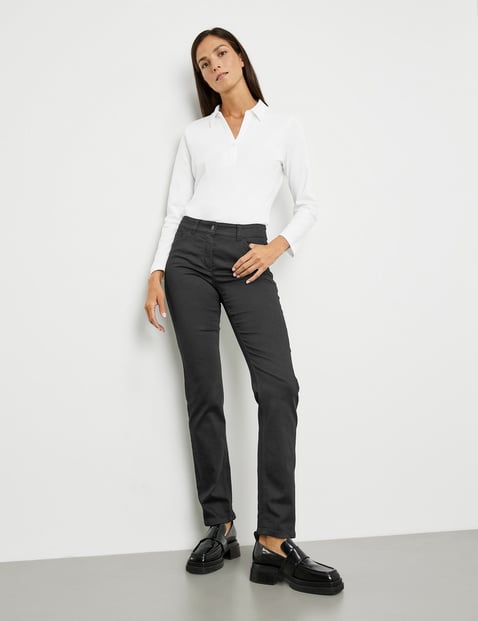 GERRY WEBER Damen 5-Pocket Jeans Best4me Slimfit Kurzgröße Baumwolle Schwarz von Gerry Weber