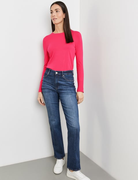 GERRY WEBER Damen 5-Pocket Jeans mit geradem Bein Baumwolle Blau von Gerry Weber