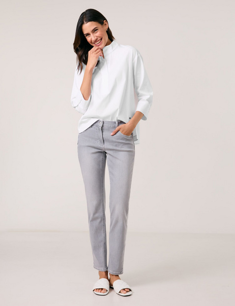 GERRY WEBER Damen 5-Pocket Jeans ALIS꞉SA SLIM STRAIGHT Baumwolle Mittlere Leibhöhe Grau von Gerry Weber