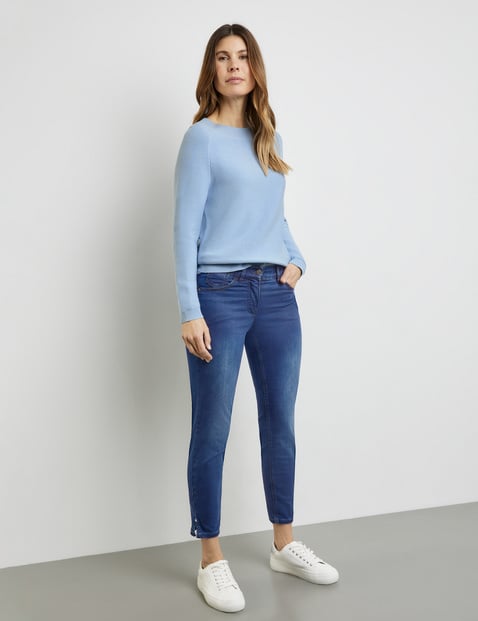 GERRY WEBER Damen 5-Pocket Jeans Best4me Cropped Baumwolle Blau von Gerry Weber
