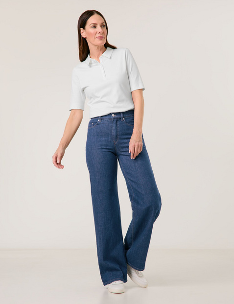 GERRY WEBER Damen 5-Pocket Jeans MIR꞉JA WIDE LEG Baumwolle Hohe Leibhöhe Blau von Gerry Weber