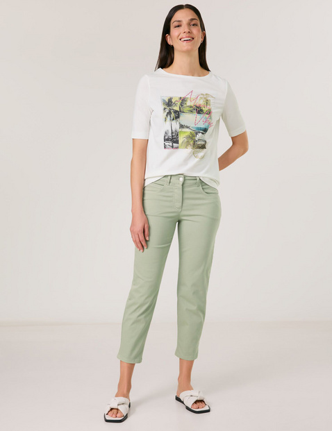 GERRY WEBER Damen 5-Pocket SOL꞉INE BEST4ME in 3/4 Länge Baumwolle Mittlere Leibhöhe Grün von Gerry Weber