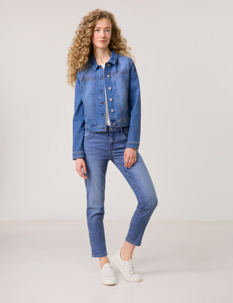 GERRY WEBER Damen 7/8 Jeans SOL꞉INE Slim Fit mit Strassdetail Baumwolle Mittlere Leibhöhe Blau von Gerry Weber