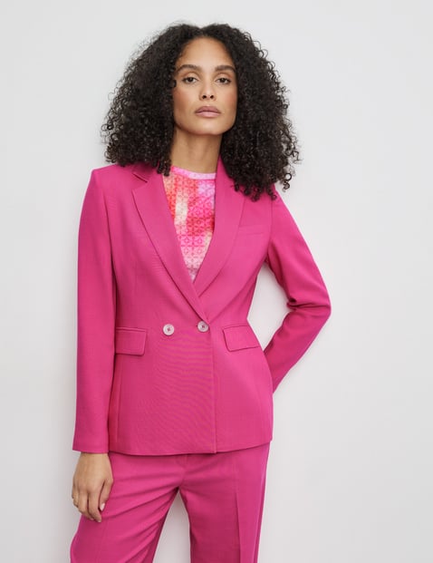 GERRY WEBER Damen Eleganter Blazer mit Struktur 68cm Langarm Revers Viskose Pink von Gerry Weber