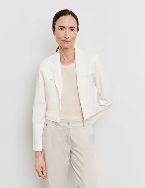 GERRY WEBER Damen Eleganter Kurzblazer 46cm Langarm Offener Kragen Weiss von Gerry Weber