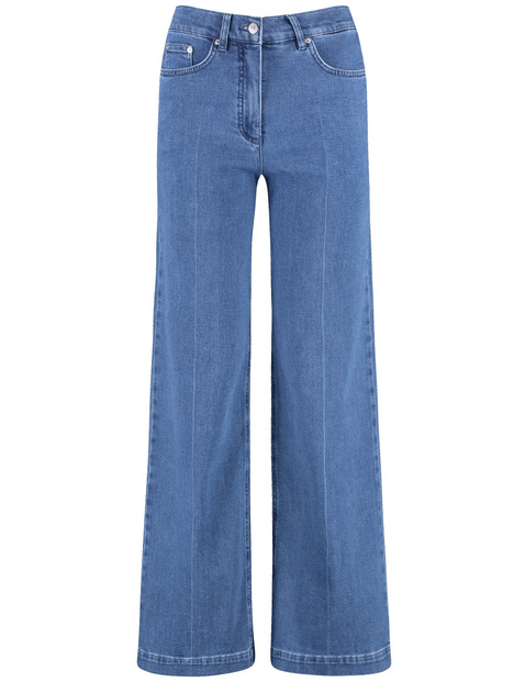 GERRY WEBER Damen Jeans MIRJA WIDE LEG Baumwolle Hohe Leibhöhe Blau von Gerry Weber