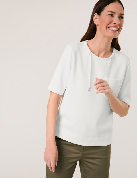 GERRY WEBER Damen Lässiges Shirt Sandy Washed Modal 60 cm Rundhals Halber Arm unifarben Weiss von Gerry Weber