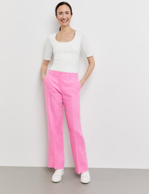 GERRY WEBER Damen Leinenhose MIR꞉JA WIDE LEG mit Dehnbund Pink von Gerry Weber