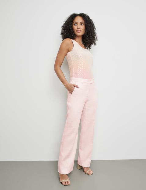 GERRY WEBER Damen Leinenhose mit Bügelfalten Pink von Gerry Weber