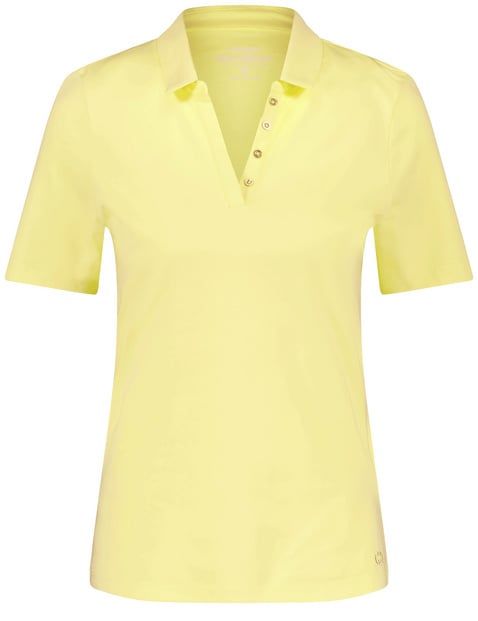 GERRY WEBER Damen Poloshirt aus Baumwolle 64cm Kurzarm Polokragen Gelb von Gerry Weber