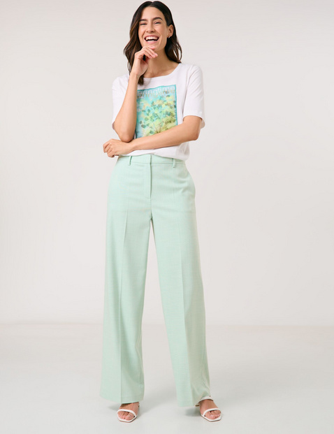 GERRY WEBER Damen Softe Stoffhose mit weitem Bein Hohe Leibhöhe Blau von Gerry Weber