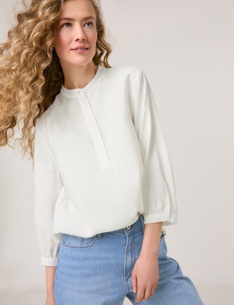 GERRY WEBER Damen Stilvolle 3/4 Arm Bluse Modal 66 cm Ohne Kragen unifarben Weiss von Gerry Weber