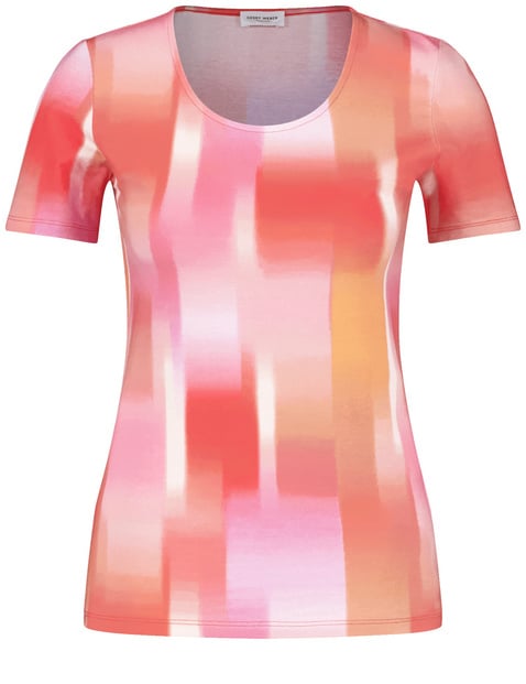 GERRY WEBER Damen T-Shirt mit Farbverlauf 62cm Kurzarm Rundhals Baumwolle Mehrfarbig von Gerry Weber