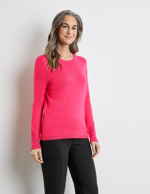 GERRY WEBER Damen Nachhaltiger Pullover mit dekorativen Knöpfen Langarm Rundhals Viskose Rot von Gerry Weber