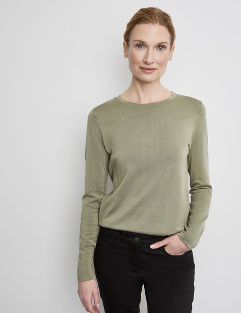 GERRY WEBER Damen Softer Pullover aus Feinstrick Langarm Rundhals Viskose Grün von Gerry Weber