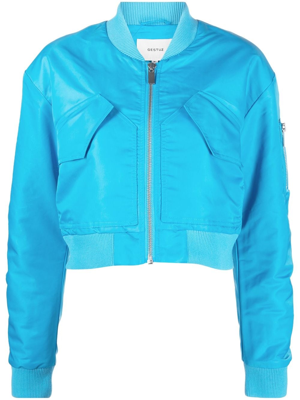 Gestuz baseball-collar cropped bomber jacket - Blue von Gestuz