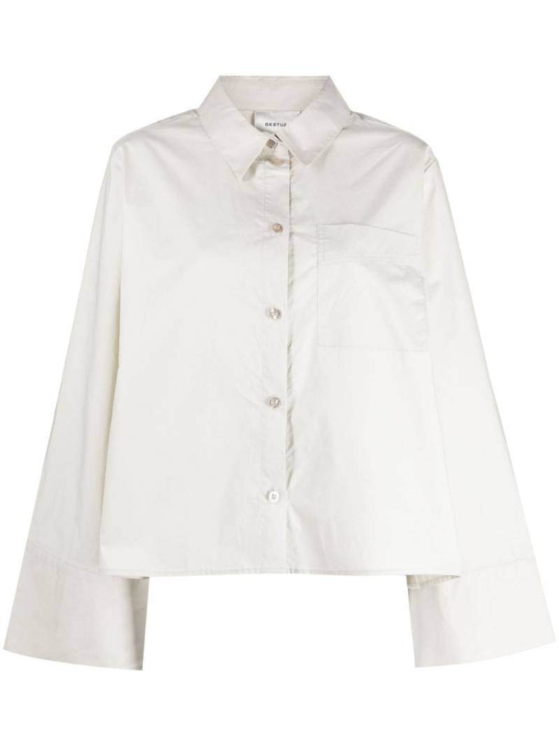 Gestuz flared button-up cotton shirt - Neutrals von Gestuz