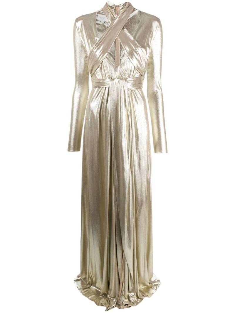 Giambattista Valli draped metallic-finish silk dress - Gold von Giambattista Valli