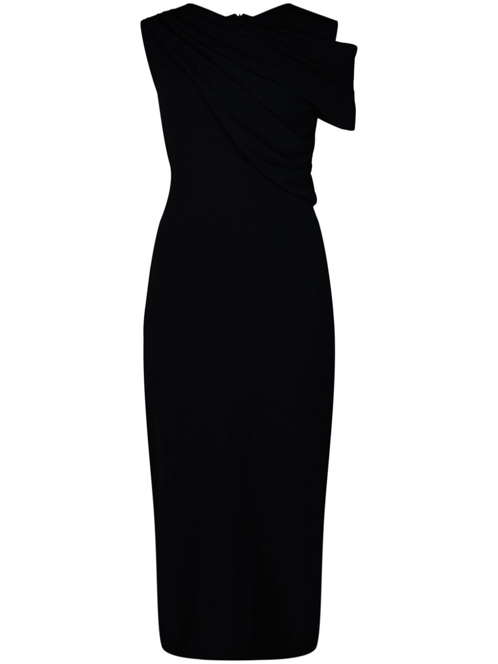 Giambattista Valli draped single-sleeve midi dress - Black von Giambattista Valli