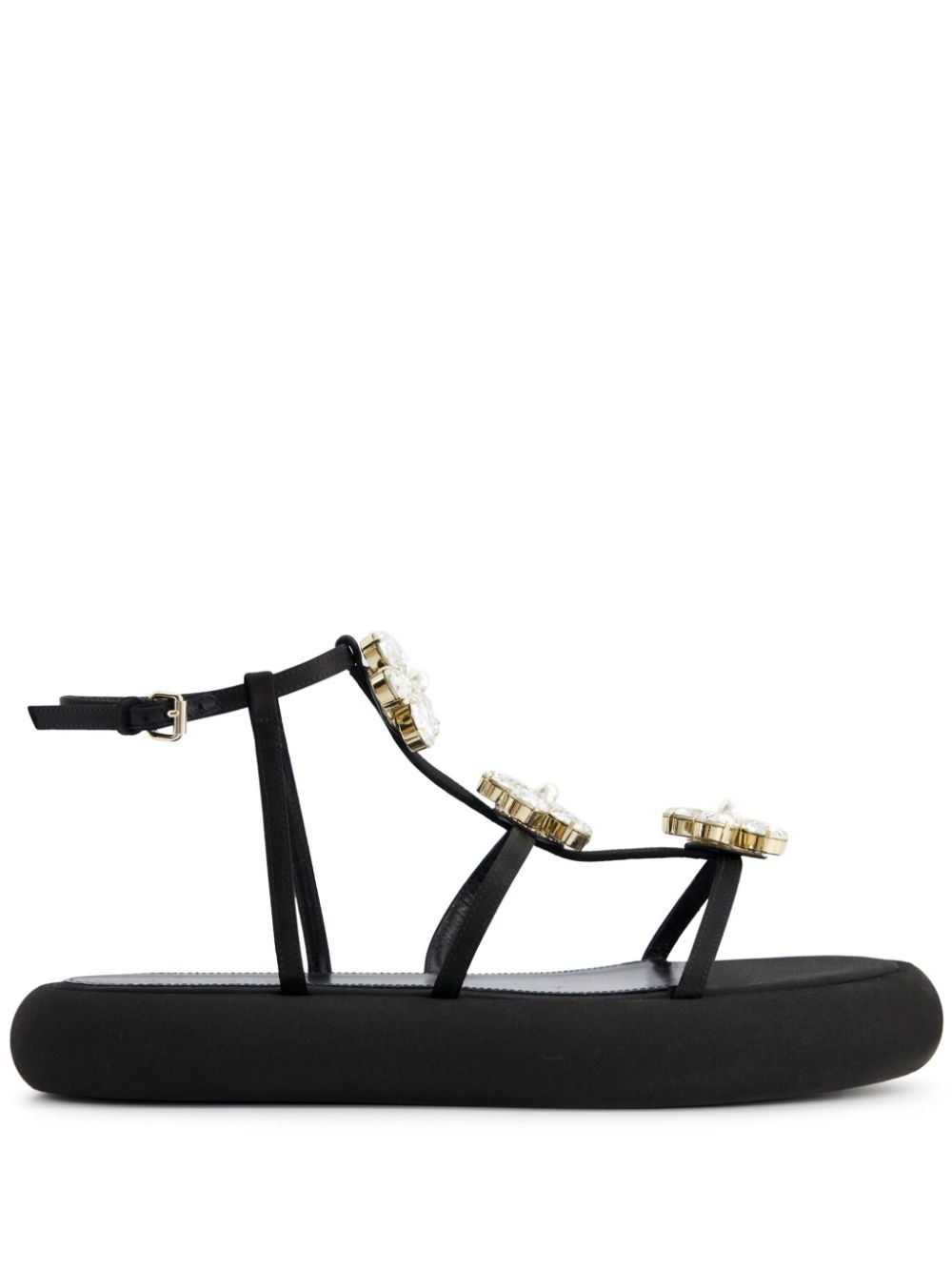 Giambattista Valli floral-appliqué flatform sandals - Black von Giambattista Valli