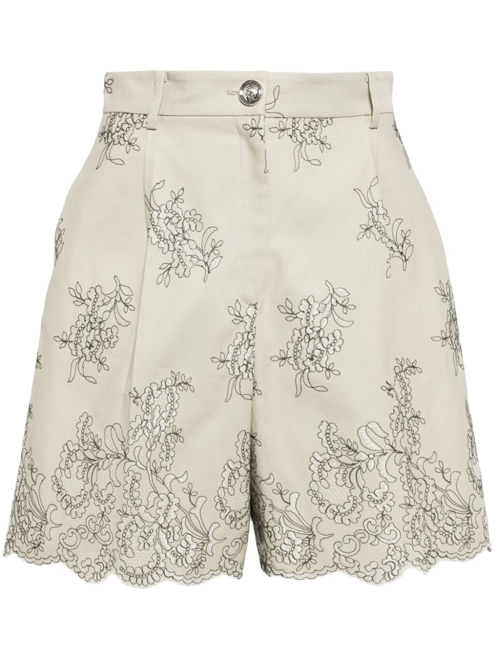 Giambattista Valli floral-embroidered high-waist shorts - Neutrals von Giambattista Valli