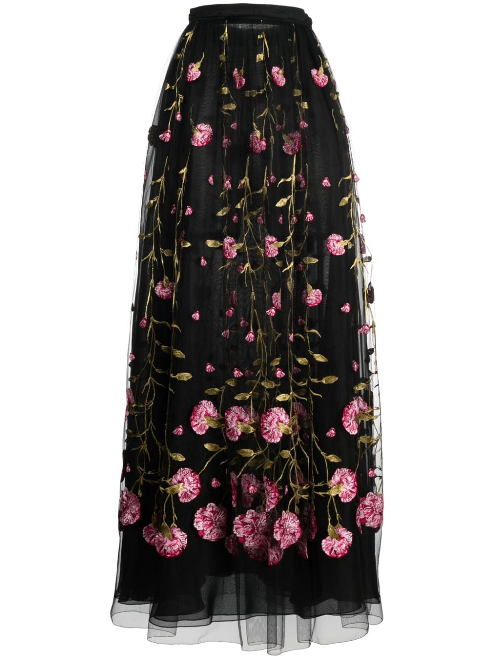 Giambattista Valli floral-embroidered tulle maxi skirt - Black von Giambattista Valli