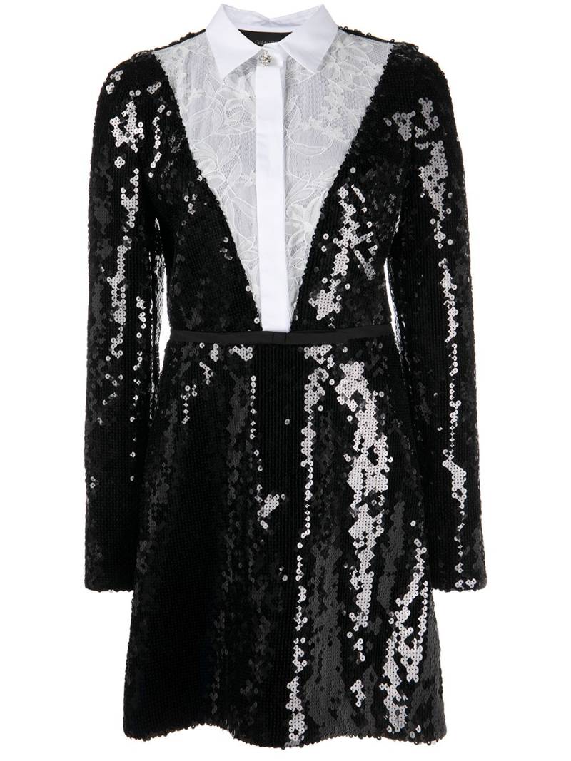 Giambattista Valli floral lace shirt sequinned dress - Black von Giambattista Valli