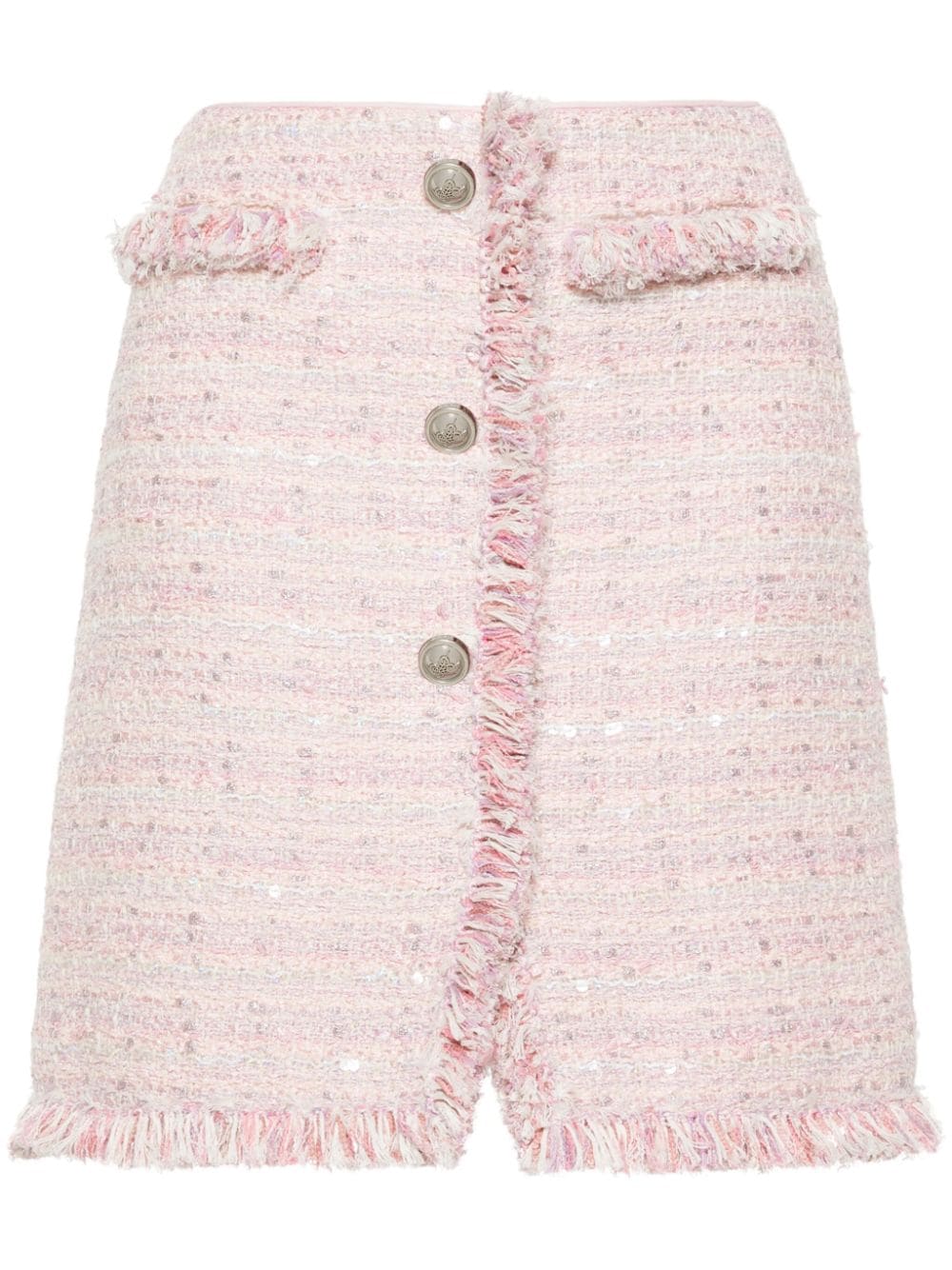 Giambattista Valli frayed high-waist tweed miniskirt - Pink von Giambattista Valli