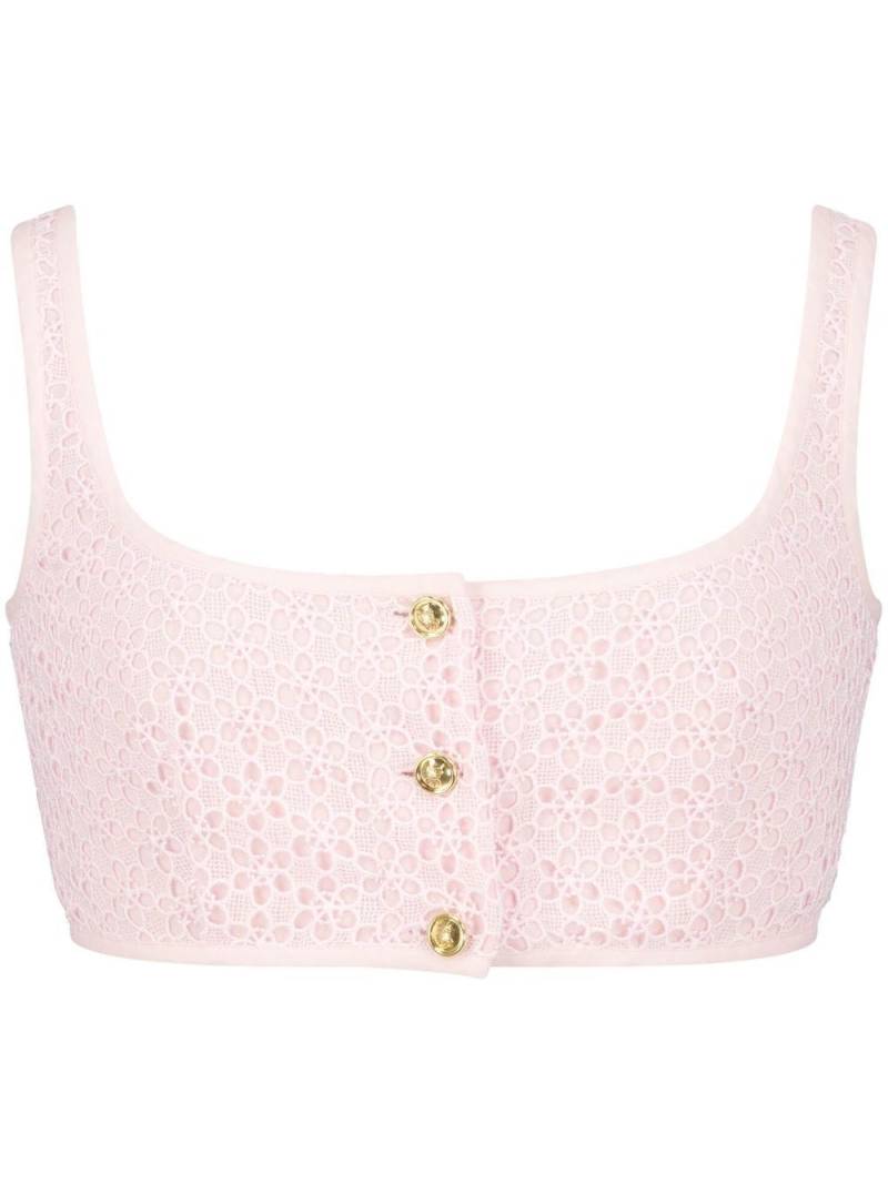 Giambattista Valli lace-embroidered sleeveless crop top - Pink von Giambattista Valli