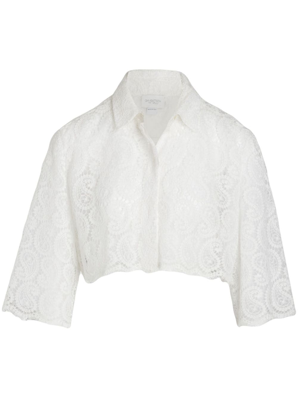 Giambattista Valli paisley-pattern macramé cropped blouse - White von Giambattista Valli