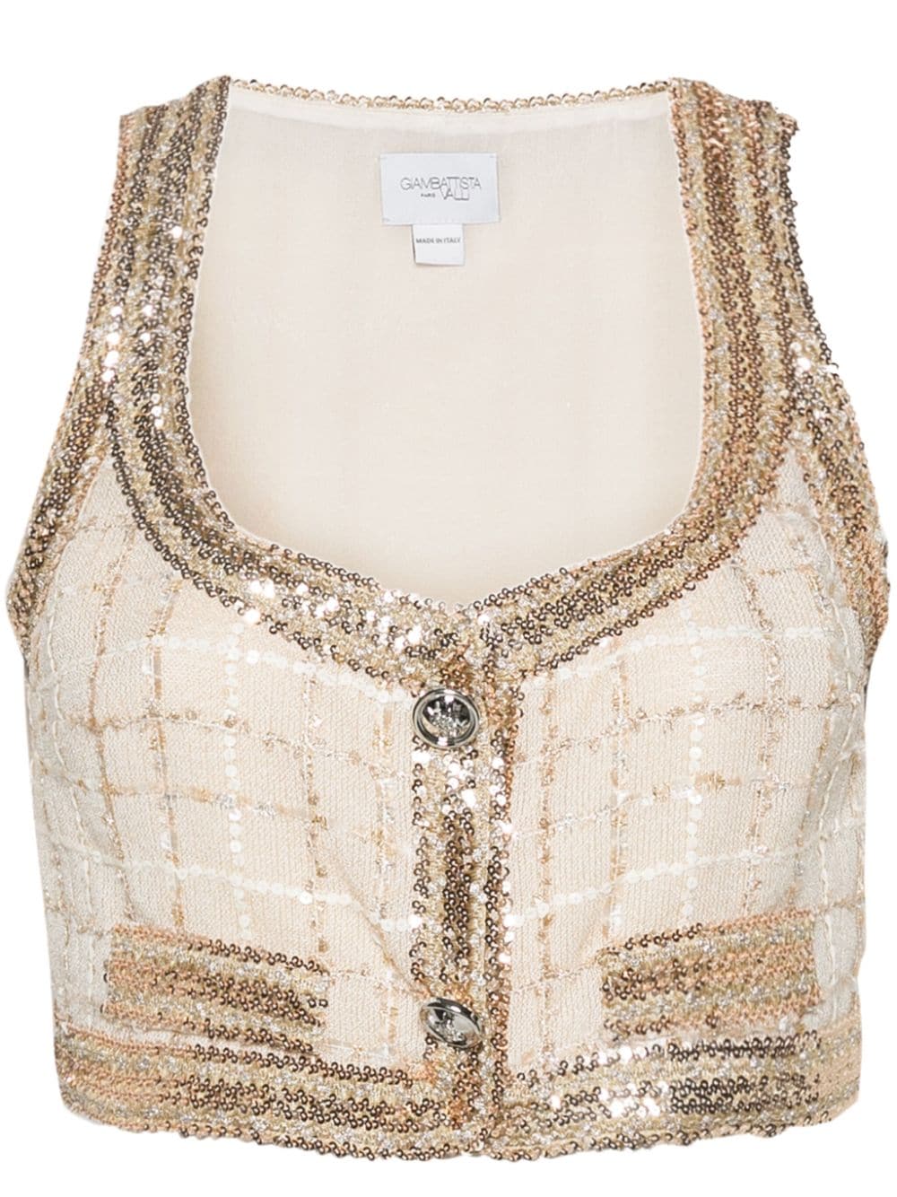 Giambattista Valli sequin-embellished cropped top - Neutrals von Giambattista Valli