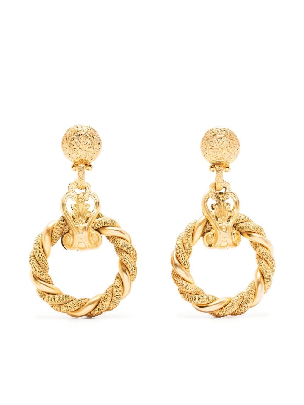 Gianfranco Ferré Pre-Owned 1980s twist-detailing dangle clip-on earrings - Gold von Gianfranco Ferré Pre-Owned