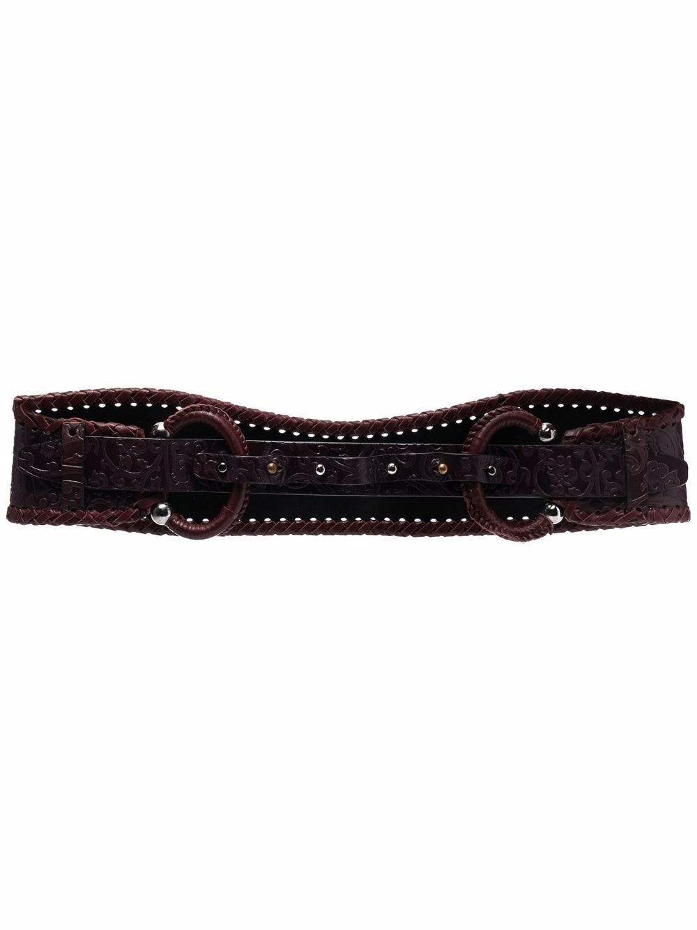 Gianfranco Ferré Pre-Owned 1990s double-buckled curved leather belt - Purple von Gianfranco Ferré Pre-Owned