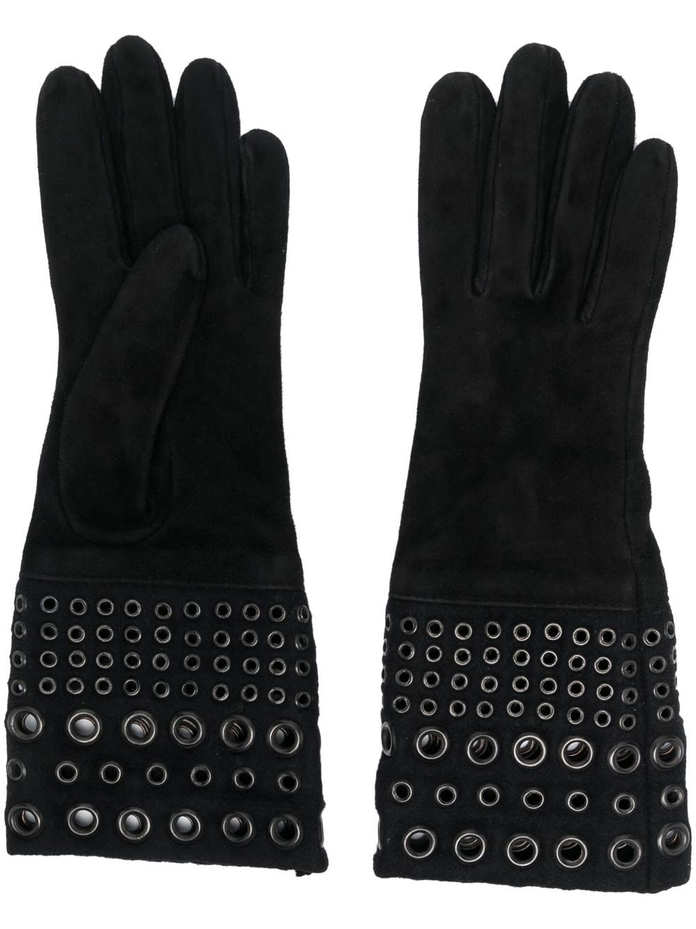 Gianfranco Ferré Pre-Owned 1990s eyelet detailing suede gloves - Black von Gianfranco Ferré Pre-Owned