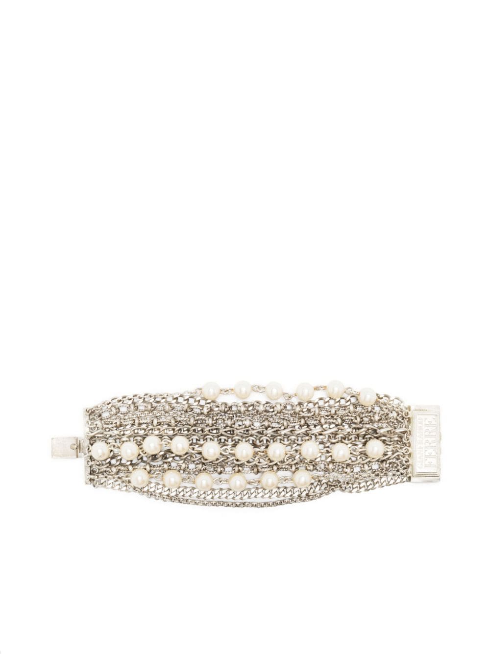 Gianfranco Ferré Pre-Owned 1990s faux-pearl multi-chain bracelet - Silver von Gianfranco Ferré Pre-Owned