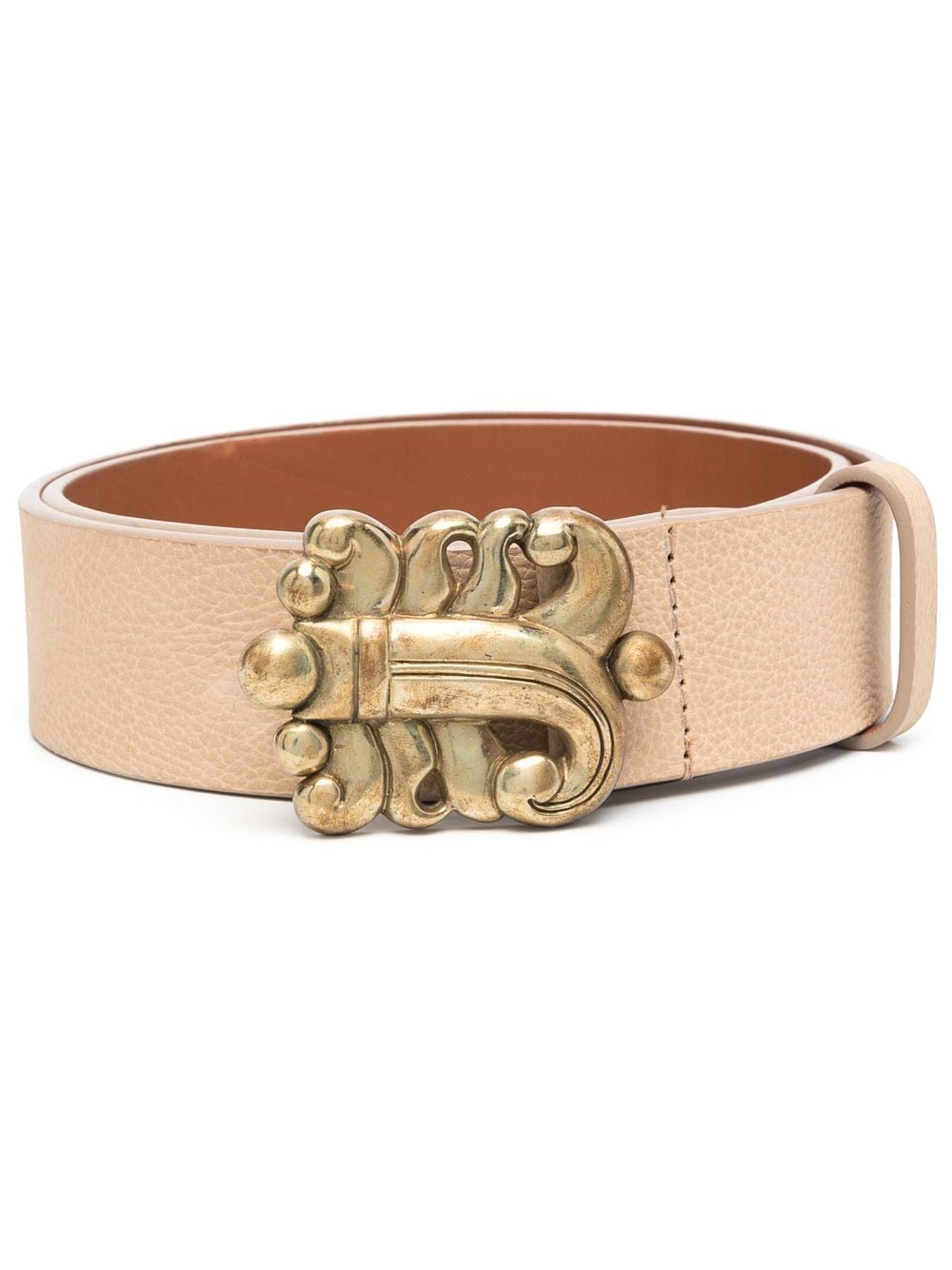 Gianfranco Ferré Pre-Owned 1990s sculpted buckle leather belt - Neutrals von Gianfranco Ferré Pre-Owned